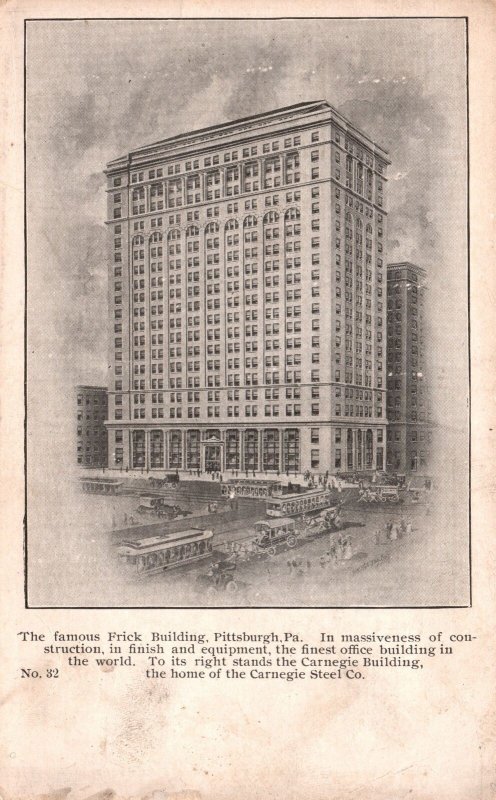 Vintage Postcard Frick Building Massive Construction Pittsburgh Pennsylvania PA