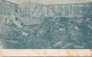 J84/ Zanesville Ohio Postcard c1913 Flood Disaster Canal Boat Bridge 35