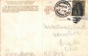 LP56   Soo   Michigan  Postcard Poe Lock tug boats 