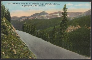 Colorado Mountain Vista on Western Slope, Berthoud Pass Hwy US 40 pm1960 ~ Linen