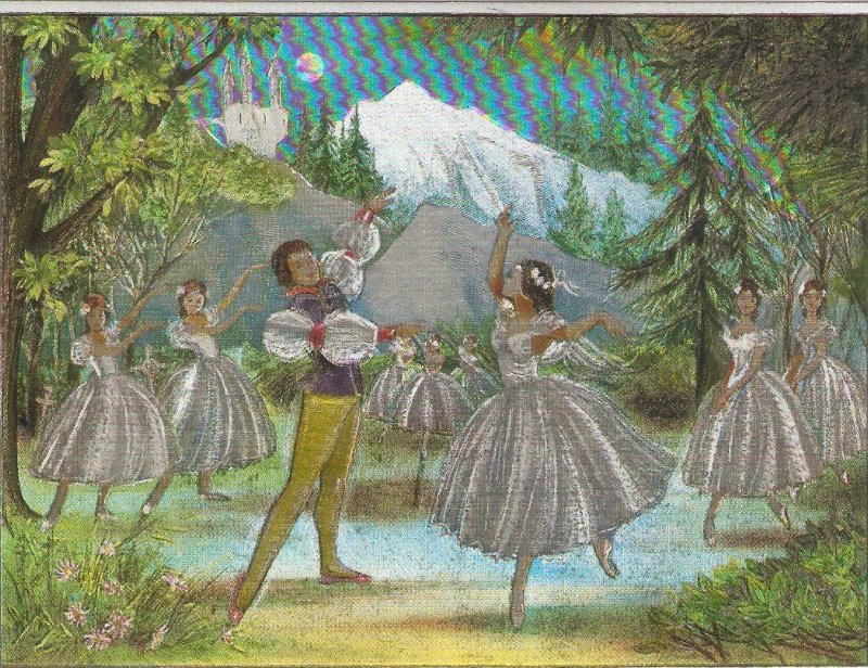 Theatre scene. Dance Modern English postcard,   with shiny coloured surface