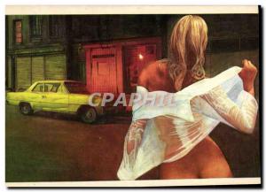 Postcard Modern Naked erotic Illustrator Automotive