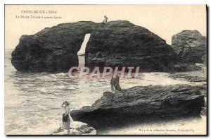 Old Postcard Life Croix Sion Trouee the rock at high tide