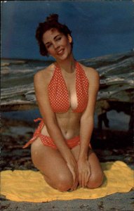 Bathing Beauty Pin Up Bikini c1950s-60s Postcard