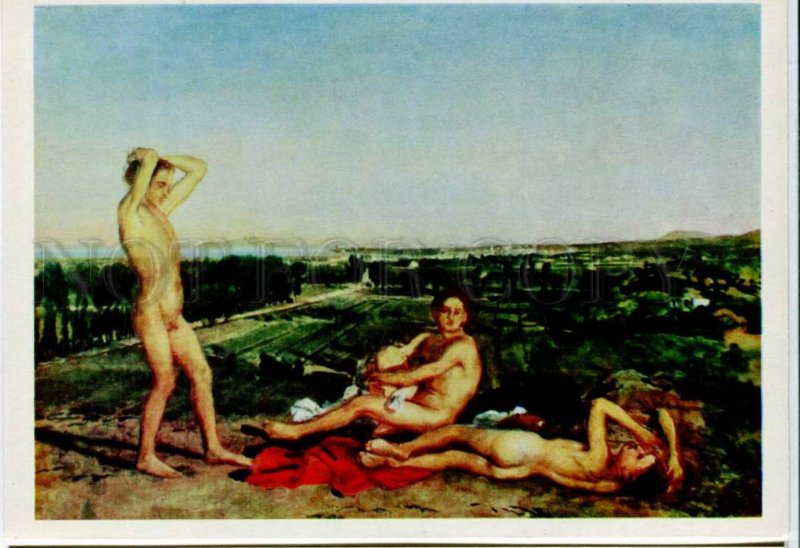 293673 USSR 1979 poster card Alexander Ivanov on Shore Gulf Naples Nude boys