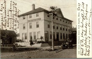 Great Northern Hotel Park Rapids, Minnesota antique car postcard 