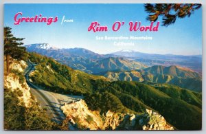 Greetings From Rim O' World San Bernardino Mountains CA UNP Chrome Postcard A13