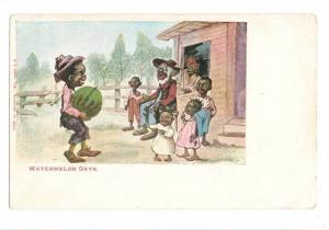 LP43 Black Americana History, vintage postcard,  Watermelon 