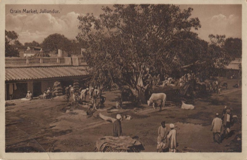 Grain Market Jullundur Jallundhar India Farming RPC Old Postcard