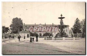 Troyes Argence Old Postcard The fountain and the high school