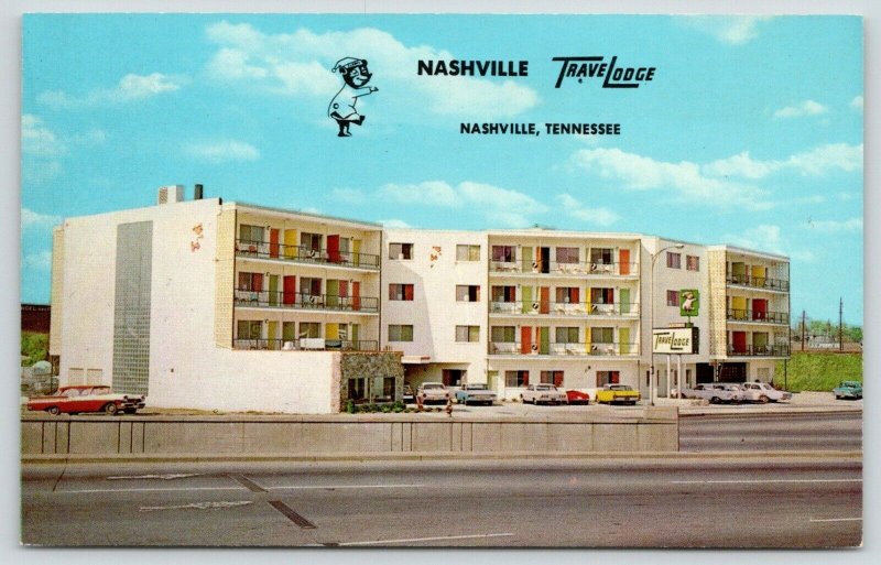 Nashville TN Travelodge,Colored Dividers on Balconies~Classic Cars~1960s 