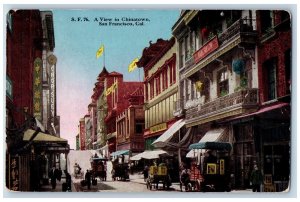 San Francisco California Postcard View Chinatown Chinese Settlement 1915 Vintage