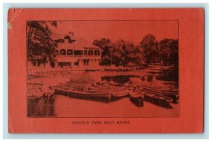 C.1907 Odd Orange Colored Lincoln Park Boat House Chicago Illinois Postcard P79 