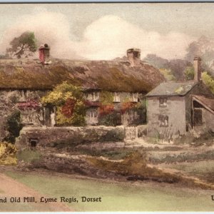 c1910s Lyme Regis, England Old Mill Cottage Thatched Roof Chimney Dorset A360