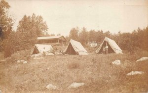 RPPC HIGHLAND LAKE CAMPING WINSTED CONNECTICUT REAL PHOTO POSTCARD (c. 1920s)