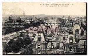 Postcard Old Paris Panorama of Eight Bridges Eiffel Tower