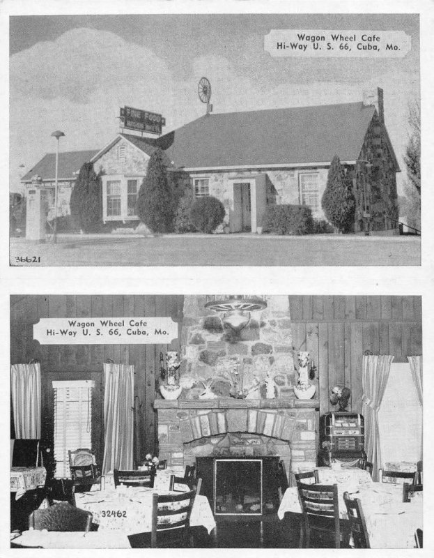 CUBA, Missouri MO WAGON WHEEL CAFE & INTERIOR Route 66Roadside *2