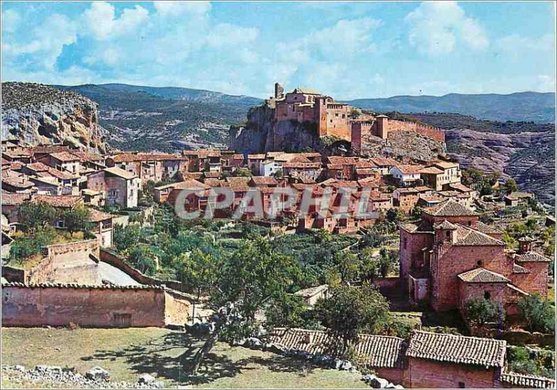 Postcard Modern Alquezar Huesca General view at the collegiate background