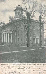 Appleton Wisconsin Lawrence University Main Bldg Antique Postcard K72483