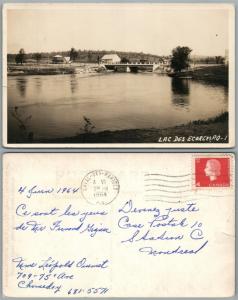 LAC DES ECORCES QUEBEC CANADA 1964 VINTAGE REAL PHOTO POSTCARD w/ STAMP RPPC