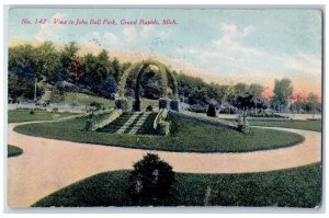 1912 View in John Ball Park Grand Rapids Michigan MI Antique Posted Postcard
