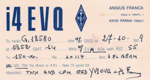 Parma Italy 1970s QSL Amateur Radio Italian Old Contact Card