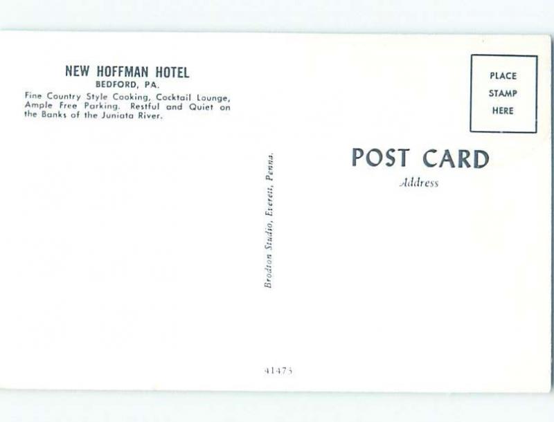 Pre-1980 NEW HOFFMAN HOTEL Bedford Pennsylvania PA W5530