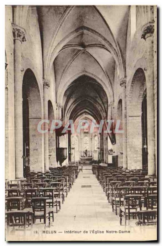 Old Postcard Melun Interior of the Church of Our Lady