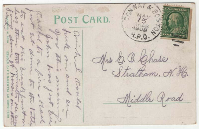 Portsmouth, NH, Vintage Postcard View of Sagamore Creek & Bridge, 1909, R.P.O. 