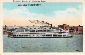 Steamer Washington On the Mississippi River, Old Postcard