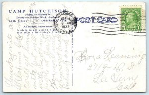 OKLAHOMA CITY, OK ~ ROUTE 66 Roadside CAMP HUTCHISON 1932  Postcard