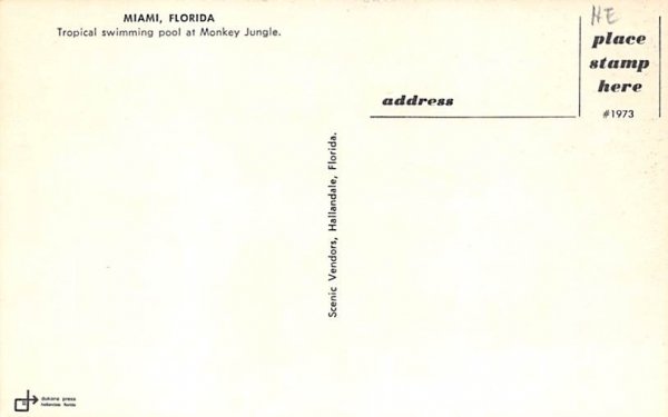 Tropical swimming pool at Monkey Jungle Miami, Florida  