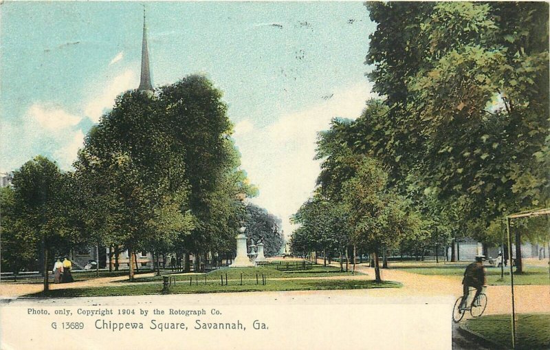 Postcard 1907 Georgia Savannah Chippewa Square Rotograph 23-13741