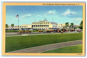 c1940 Washington National Airport Building Classic Cars Washington DC Postcard