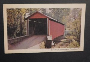 Mint USA Postcard Red Bridge Montgomery Township Pennsylvania United States