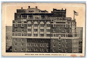 Ship's Deck Atop Colton Manor Atlantic City New Jersey NJ Vintage Postcard