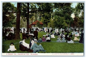 c1910 Concert Day Washington Park Crowd Milwaukee Wisconsin WI Vintage Postcard