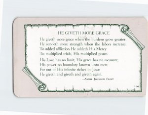 Postcard Greeting Card with He Giveth More Grace Poem and Art Print