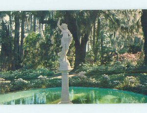 Pre-1980 risque TOPLESS STATUE AT ORTON PLANTATION Wilmington NC AD2914