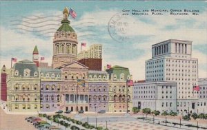 City Hall And Municipal Office Building And Memorial Plaza Baltimore Maryland...