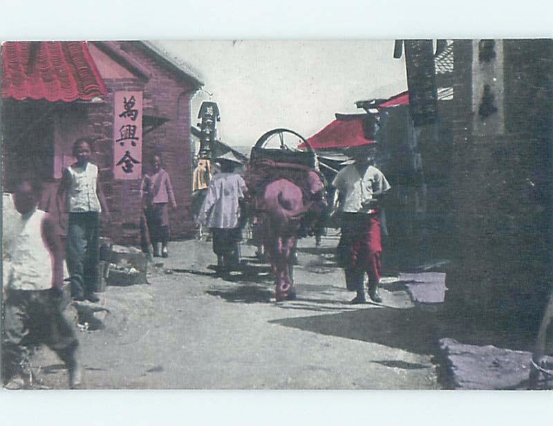 Old Postcard STREET SCENE Chefoo - Yantai - Zhifu China F4768