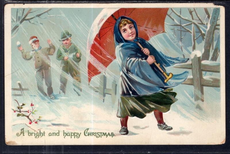 Christmas Girl With Umbrella BIN