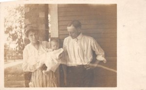 J42/ Moberly Missouri RPPC Postcard c1917 Family Baby Porch Home 127