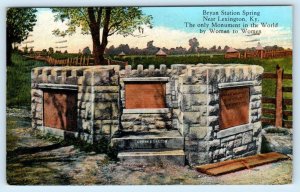 BRYAN STATION SPRING, Lexington KY ~ Monument for WOMEN by WOMEN 1935  Postcard