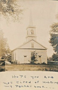 Bridgton ME Church in 1906 Real Photo Postcard