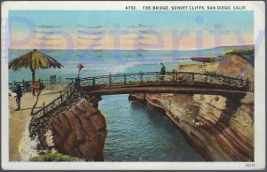 THE BRIDGE AT SUNSET CLIFFS 1928 (4732) SAN DIEGO CALIFORNIA