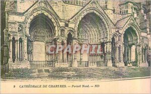 Old Postcard Cathedral of Chartres North Portal