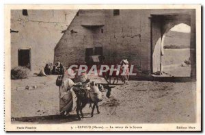 Erfoud Morocco Old Postcard Return of LSA source (ass donkey)