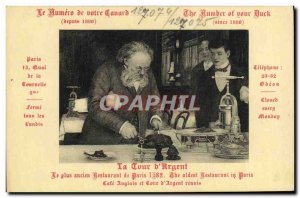 Old Postcard Advertisement La Tour d & # 39Argent Paris Duck Restaurant