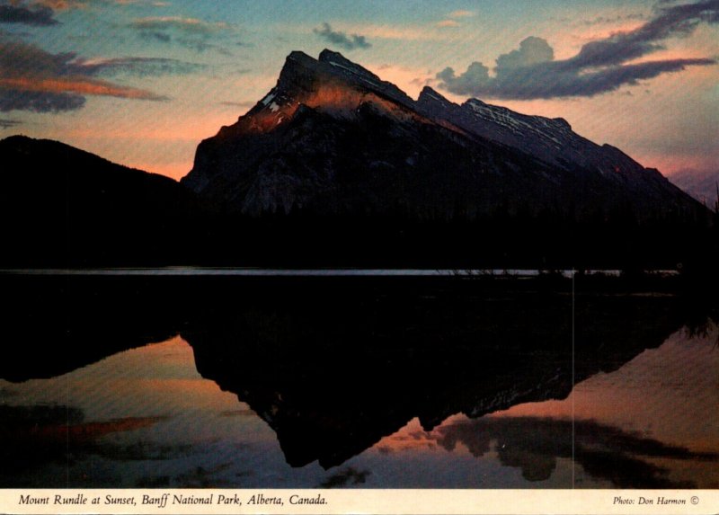 Canada Banff National Park Mount Rundle At Sunset